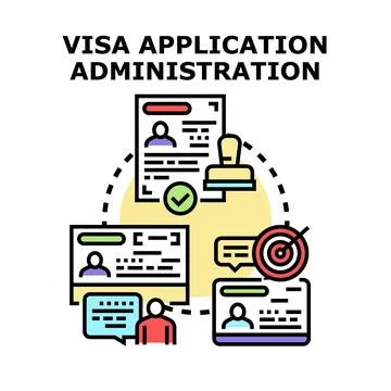 Visa application administration process approval documents イラスト素材