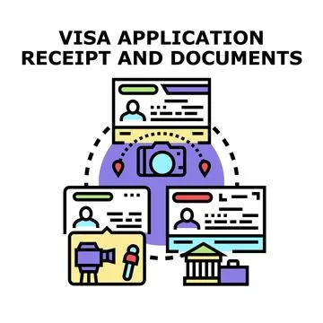 Visa application documentation process with travel requirements 스톡 일러스트
