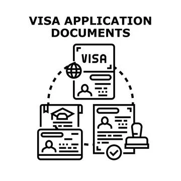 Visa application documents process for international travel Stock Illustration