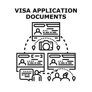 Visa application documents processing for travel immigration concept Ilustração Stock