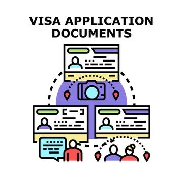 Visa application documents processing for travel immigration concept Stock Illustration
