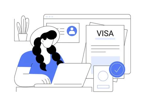 Visa application isolated cartoon vector illustrations. Ilustración de archivo