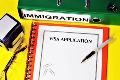 Visa application, letterhead-a permit document for a foreigner that gives Stock Photos