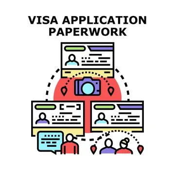 Visa application paperwork process for international travel 스톡 일러스트