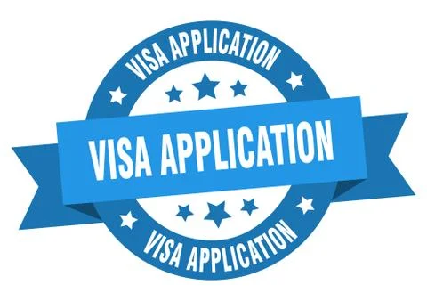 Visa application round ribbon isolated label. visa application sign Illustrazione stock