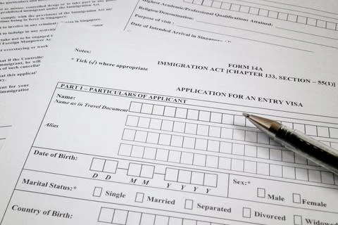 Visa application for Singapore Foto stock