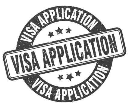 Visa application stamp. visa application label. round grunge sign Illustrazione stock