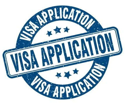 Visa application stamp. visa application label. round grunge sign Illustrazione stock