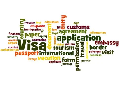 Visa Application, word cloud concept Illustrazione stock