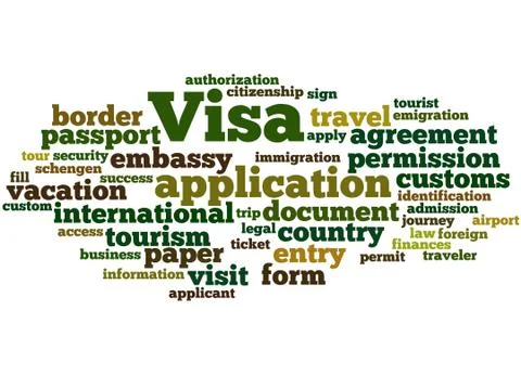 Visa Application, word cloud concept Illustrazione stock