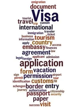Visa Application, word cloud concept Illustrazione stock