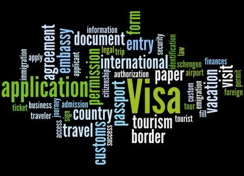 Visa Application, word cloud concept Illustrazione stock