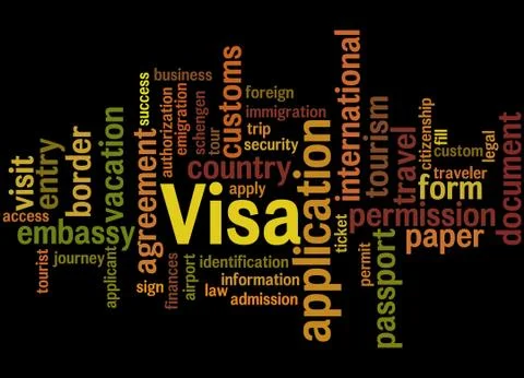 Visa Application, word cloud concept Stock Illustration