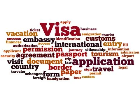 Visa Application, word cloud concept Stock Illustration