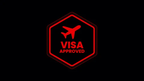Visa Approved Passport Stamp Animation with Airplane Icon in Grunge Style Stock Footage 326308262