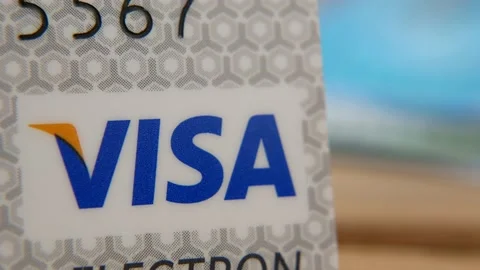 Visa credit card and stack of plastic bank card, Stock Footage 211807843