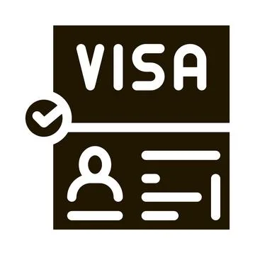 Visa document confirmation icon Vector Glyph Illustration Stock Illustration