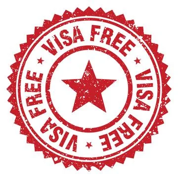 Visa free red grunge round stamp. visa free stamp Stock Illustration