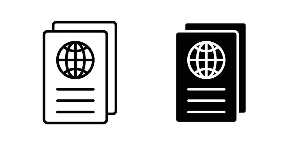 Visa icon vector concepts, line and silhouette style Stock Illustration