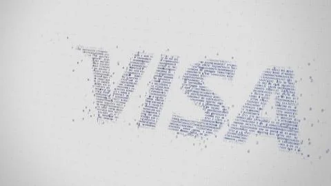 Visa Inc. logo being made with many numbers. Digital business conceptual Stock Illustration