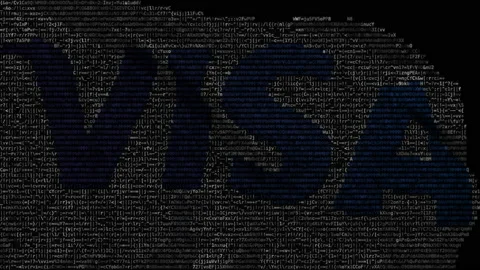 Visa logo on waving digital flag. Editorial looping animation Stock Footage 145030593