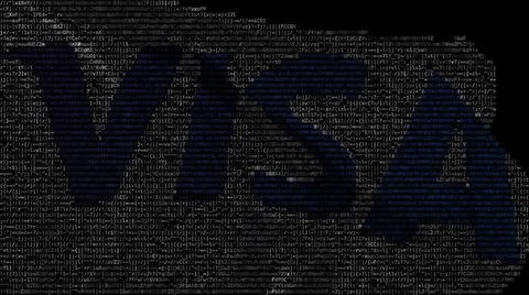 Visa logo on waving digital flag. Editorial 3d rendering Stock Illustration