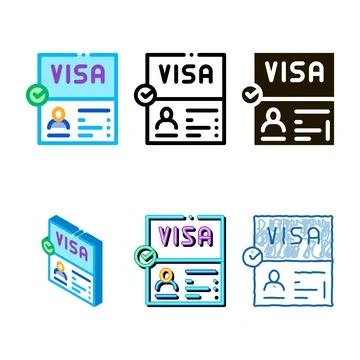 Visa mix document confirmation icon vector outline Stock Illustration