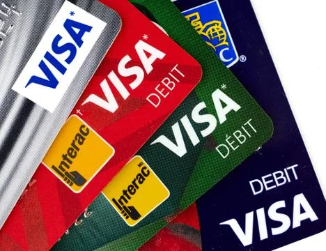 Visa plastic payment cards Stock Photos