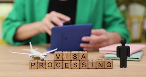 Visa processing journey begins with hopeful travelers and digital tools in a Stock Footage 319754902