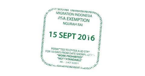 Visa stamp animation for Indonesia Видео 332429989