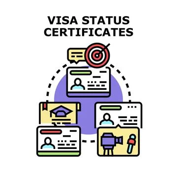 Visa status applying process with official certificates Stock Illustration
