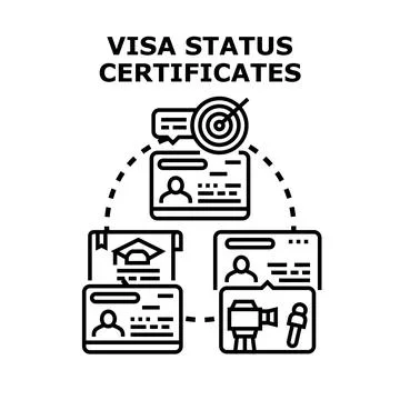 Visa status applying process with official certificates Stock Illustration