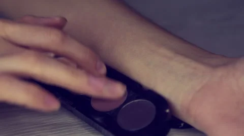 Visagiste making swatch on hand Video stock 68605363