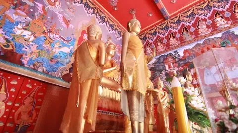 Visaka Bucha day . student Listen to sermon in Buddhist temple Stock Footage 63653053
