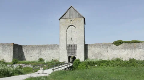Visby citywall Stock Footage 25252318