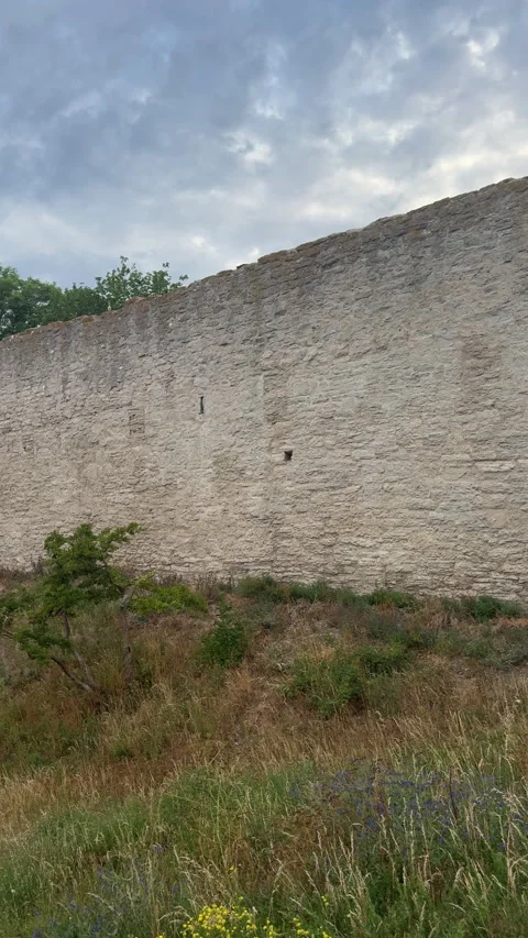 Visby Medieval Ring Wall and Watchtower Gotland Sweden Stock Footage 344491615