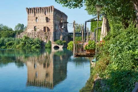 Visconteo Bridge tower Stock Photos