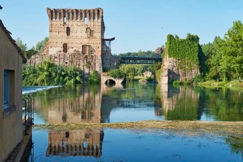 Visconteo Bridge tower Stock Photos