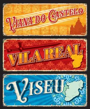 Viseu, Vila Real, Viana do Castelo Portugal plates Stock Illustration