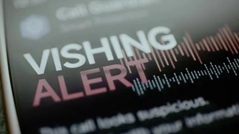 Vishing alert lettering over colored sound bars Stock Footage 345488102