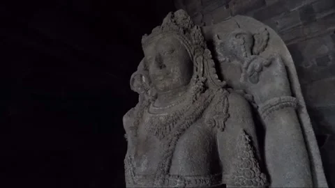 Vishnu Statue inside Vishnu Temple Cell, Prambanan Complex, Java, Indonesia Stock Footage 249607335