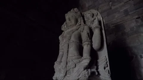 Vishnu Statue inside Vishnu Temple Cell, Prambanan Complex, Java, Indonesia Stock Footage 249607769