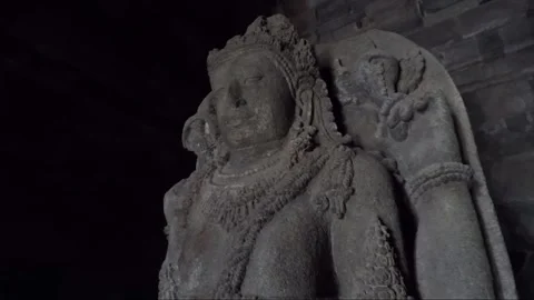 Vishnu Statue inside Vishnu Temple Cell, Prambanan Complex, Java, Indonesia Stock Footage 249607920