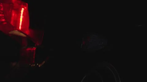 The Visibility of Car Rear Light Indicators During Night Time Driving Conditions Stock Footage 310169836