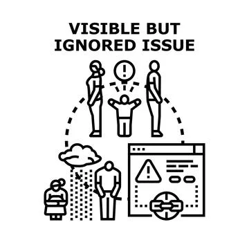 Visible but ignored problem causing mental health consequences Stock Illustration