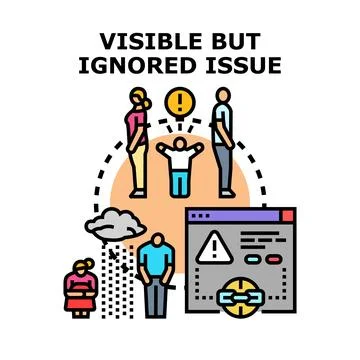 Visible but ignored problem causing mental health consequences Stock Illustration