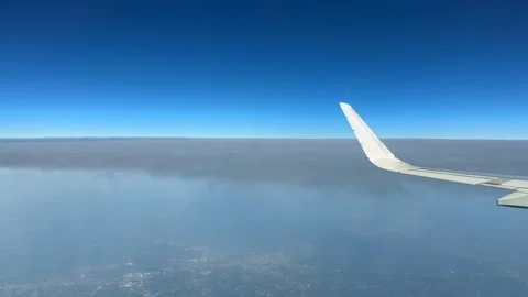 Visible Smog Pollution Layer Seen from Aircraft Window. Bad Ecology and Climate Stock Footage 342782862