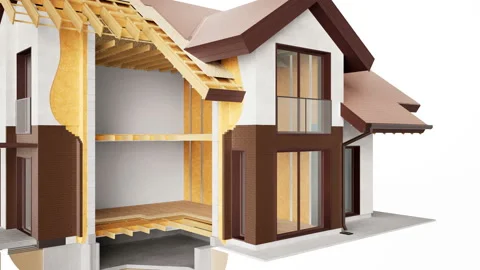 Visible structures of house, section of facede. Red bricks. 動画素材 111594254