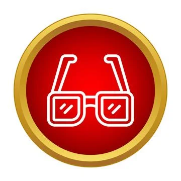 Vision accessory icon showing eyeglasses in red circle Stock Illustration