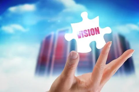 Vision against composite image of server towers 스톡 일러스트